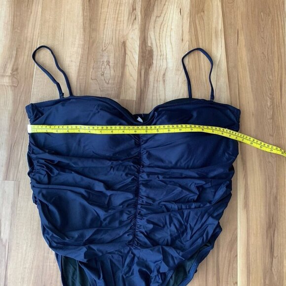 J. Crew Ruched Navy Blue One Piece Swimsuit Bathing Suit Size 24 NWT - Picture 2 of 9